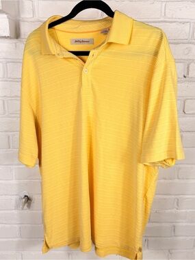 Tommy Bahama Yellow‎ Striped Modal Blend Polo Shirt Extra Large